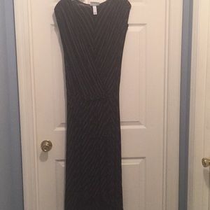 Pure Energy - Black/gray striped high-low dress